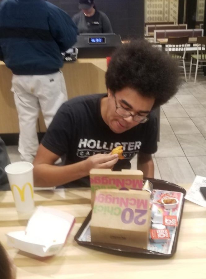 Emarrea Bell downed 42 chicken McNuggets at the Chester McDonalds as he attempted to achieve the Nugget Challenge.