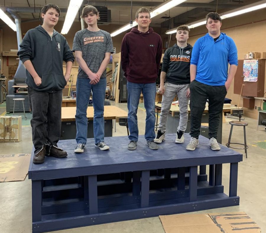 Testing+the+platform+the+Construction+class+constructed+for+the+CHS+track+are+Kaden+Guethle%2C+Brandon+Schwier%2C+Michael+Wingerter%2C+Ethan+Rayburn%2C+and+Nick+Hamilton.