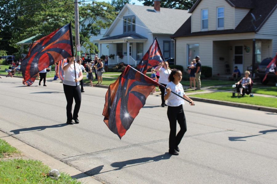 The CHS Flag Team joined the band at the Popeye Picnic in 2019.