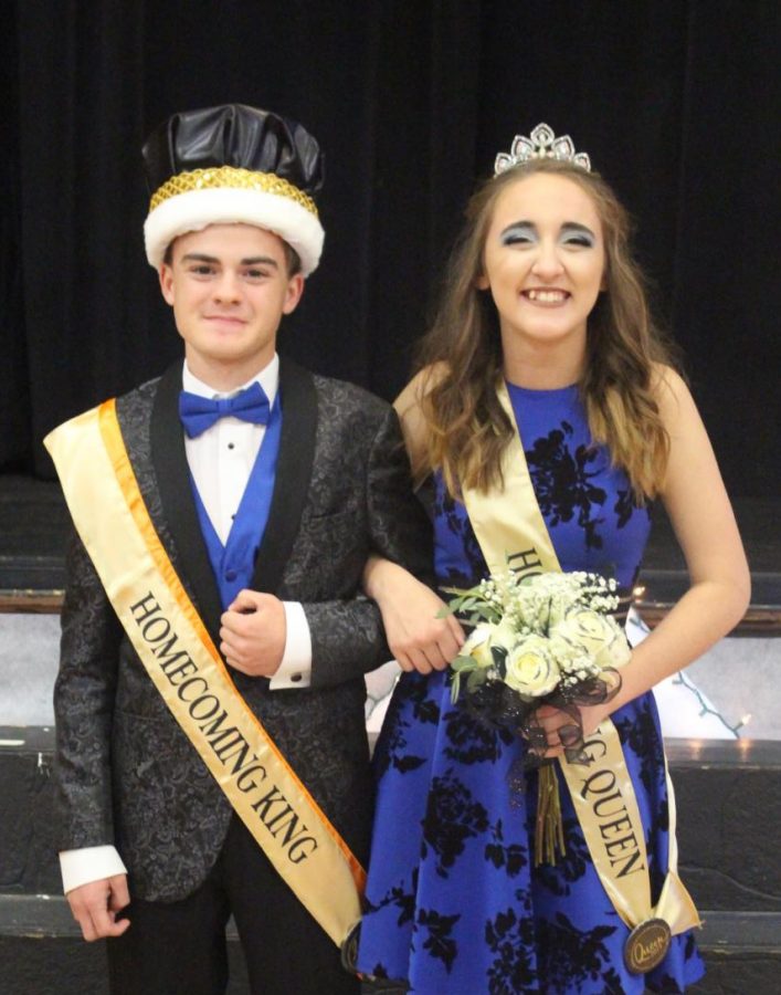 Cierra Creason right) was crowned queen and Chris Schwier king during the Chester High School Homecoming. Queen Cierra was crowned during halftime of the Chester-Vienna football game and King Chris received his crown during the dance on Oct. 5.