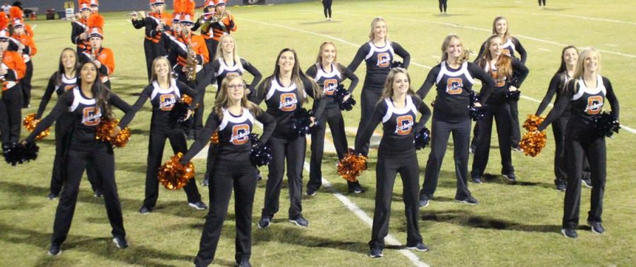 The dance team performed at the Chester-Carmi football game.
