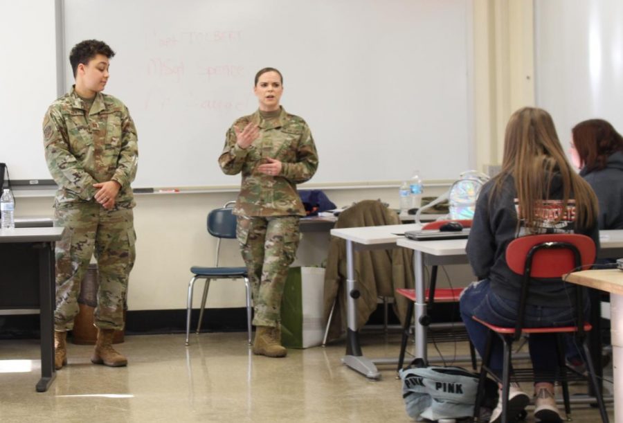 Capt. Tolbert and Master Sgt. Spence from Scott Air Force Base discussed opportunities in the U.S. Air Force.