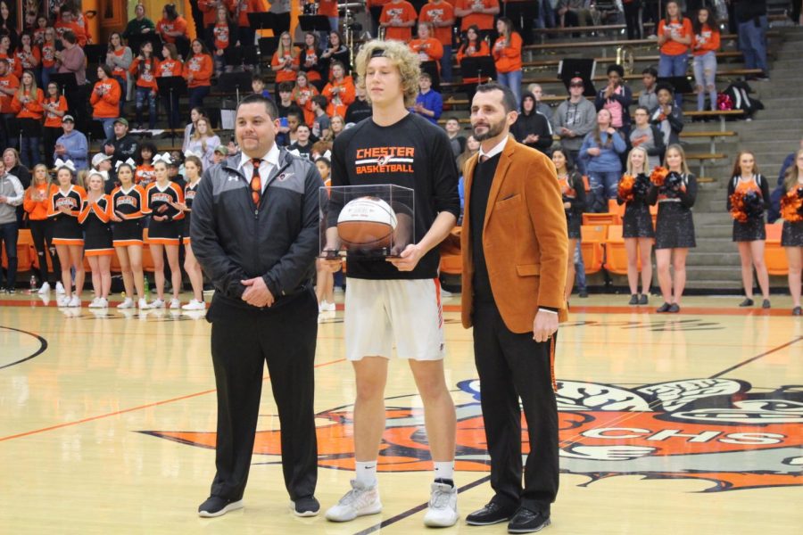 Ian Reith was honored for scoring his 1,000th career point.