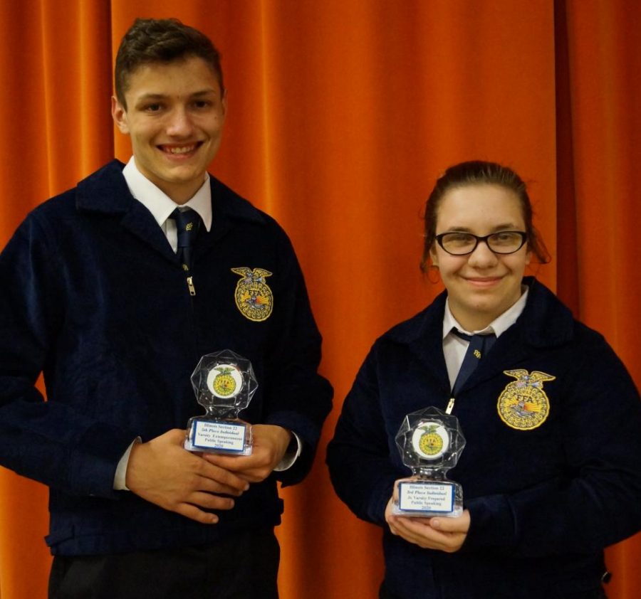 Blake+Huffman+and+Deborah+Wills+won+honors+at+the+FFA+Section+22+Public+Speaking+Contest.