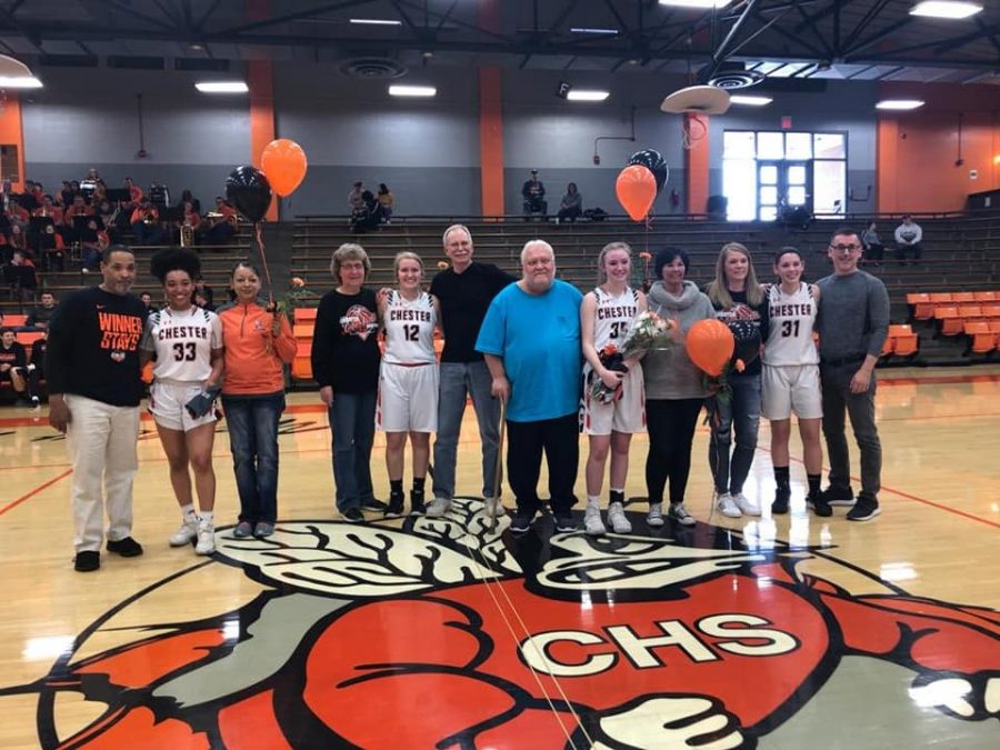 Chester Lady Jackets honored with their parents on Senior Day were Destiny Williams, Ally Rowold, Audrey Hopper and Trinity Brown.