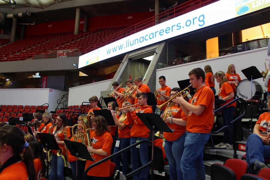 The Chester High School Pep Band performed at the Class 3A and 4A IHSA Girls Basketball championship games on March 7.