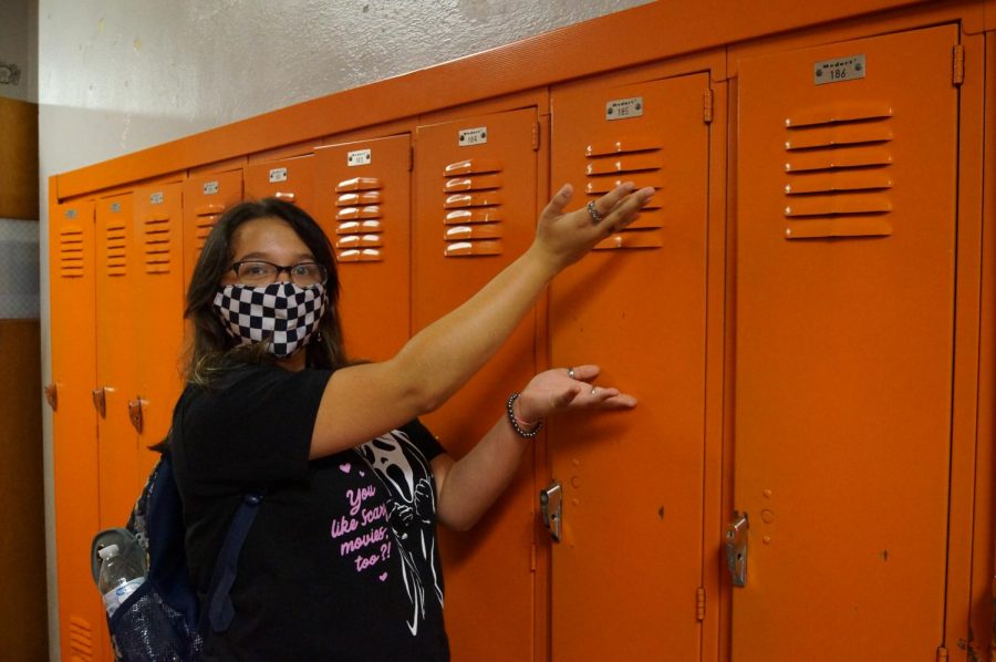CHS students, such as Julia Venus, are again using lockers. Due to Covid, lockers were not used last year.