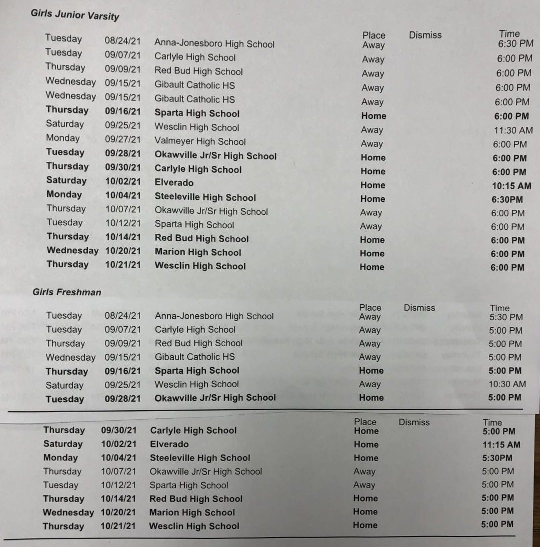 Girls JV, Freshmen Volleyball Schedule – The Sting