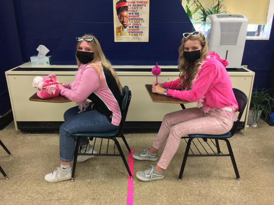 Katelin Conway and Jessalynn Hobeck were legally blonde for Celebrity Day.