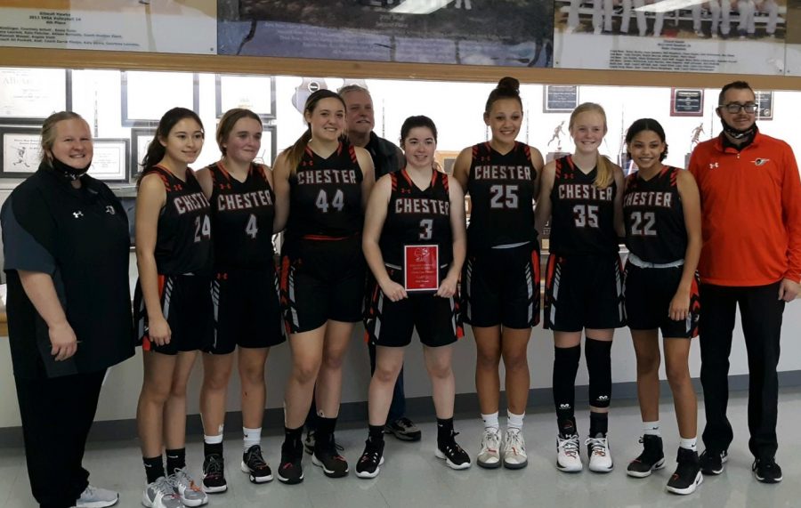 The Chester Lady Yellow Jackets won the consolation trophy of the Candy Cane tournament.