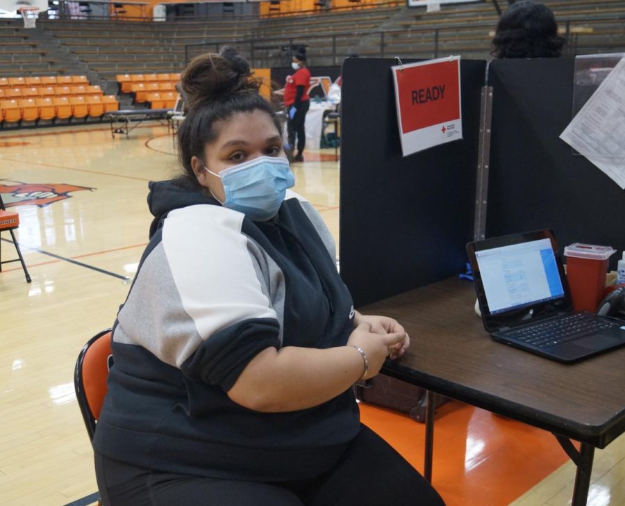 Oddessy Flores was one of the donors at the blood drive.