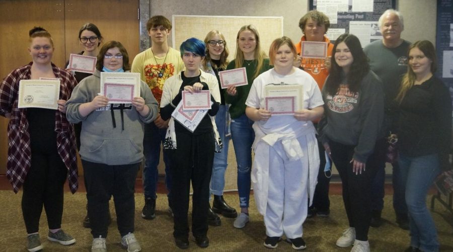 The Chester High School Sting won the Blue Banner Award at the Southern Illinois School Press Association winter conference Feb. 23 at SIU Carbondale.