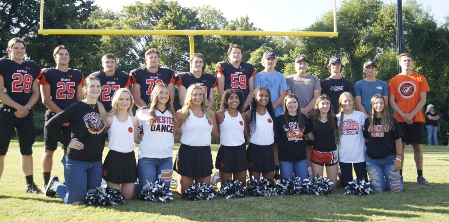 Senior athletes, cheerleaders and dance team members were recognized at the Gatorade Game football scrimmage Aug. 19.