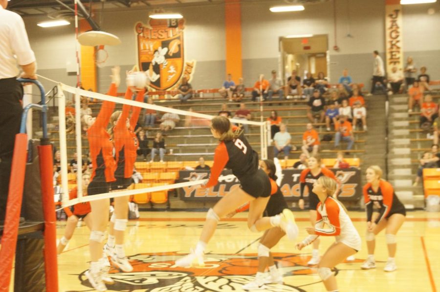 Jordan Buskohl goes to the net in the win over Carlyle.