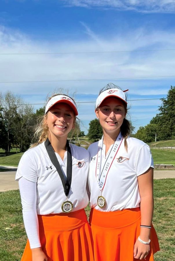 Camryn Luthy finished third and Aubrie Medford first at the Cahokia Conference Girls Golf Tournament.