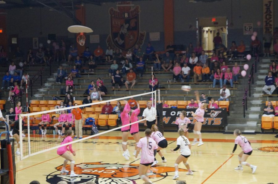 Chester swept Okawville during Pink-out Night.
