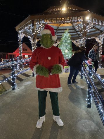 The Grinch joins in at the Christmas Tree lighting ceremony.