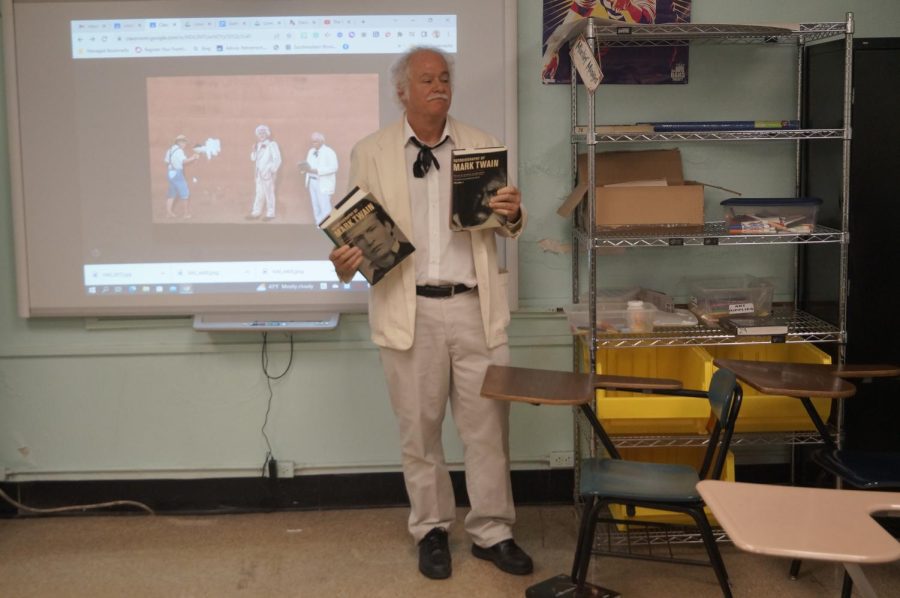 Mr. Springston channeled Mark Twain for American Literature classes on Dec. 5.
