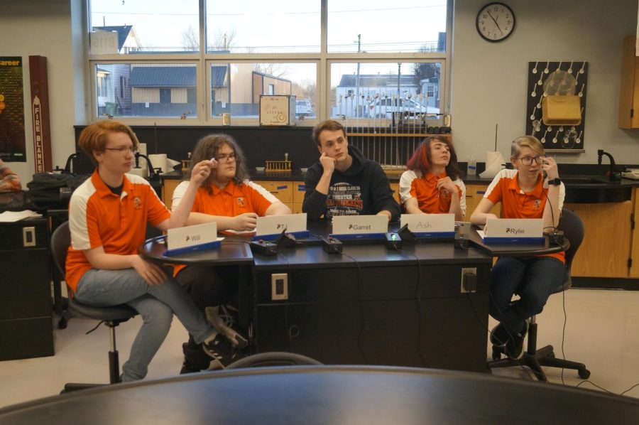 Varsity members of the Chester Scholar Bowl Team are Will Welge, TJ Lyons, Garret Hopkins, Ash Pfeiffer and Rylie McDonough.