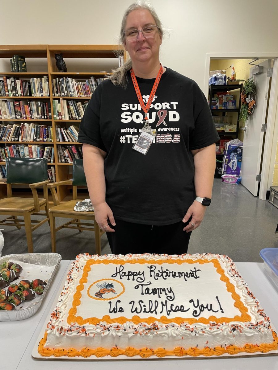 Mrs. Surman at her retirement party. 