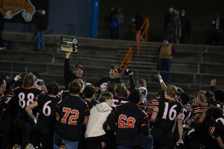 Yellowjackets celebrate after victory.