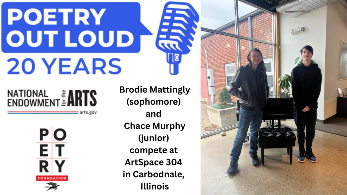 Brodie Mattingly, sophomore, and Chace Murphy, junior, at Artspace 304 in Carbondale, Illinois