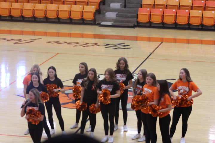Cheer team teaching cheer