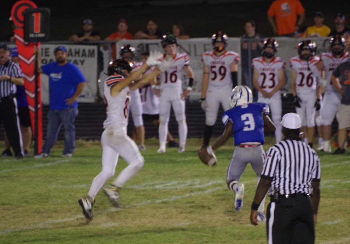 Tray McCartney blocks a pass against Sparta Bulldogs