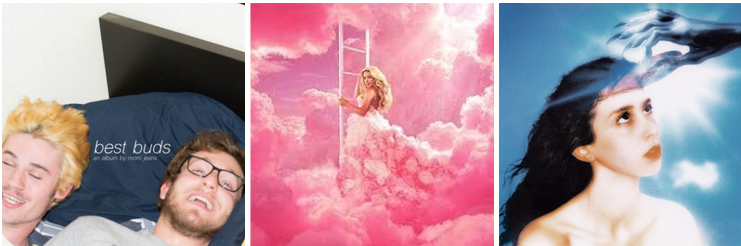 Album art copyrights: 
#1. Counter Intuitive Records, Fair Use
#2: Columbia Records, Sony Music Nashville, Fair Use	
#3: Mom + Pop Music, Fair use 