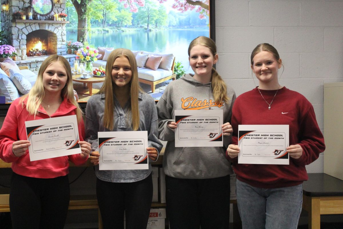 February Students Of The Month - Lauren Cowell, Erin Liefer, Maci Ahring, and Megan Zimmer (not pictured Riley Lochhead)  